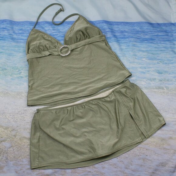 Isaac Mizrahi Swim Issac Mizrahi Tankini Swimsuit Set High Waisted Bikini Green Set Medium